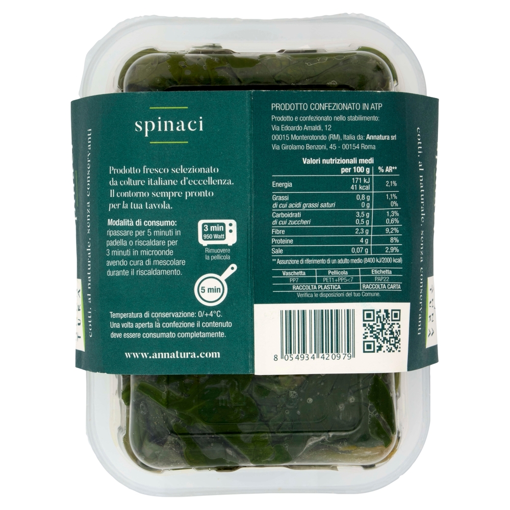 Annatura spinaci al naturale 0,300 kg